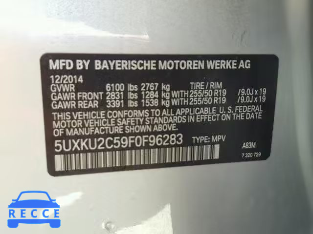 2015 BMW X6 XDRIVE3 5UXKU2C59F0F96283 image 9