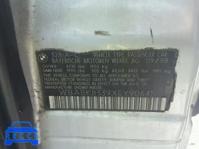 1999 BMW 328 IC AUT WBABK8339XEY90645 image 9