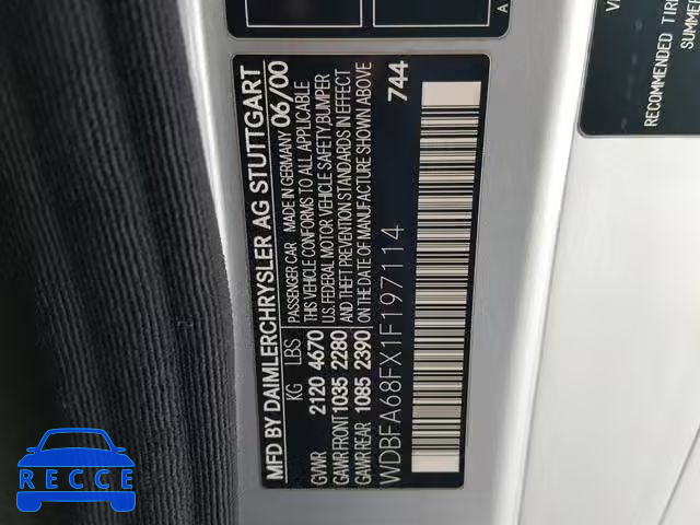 2001 MERCEDES-BENZ SL 500 WDBFA68FX1F197114 image 9