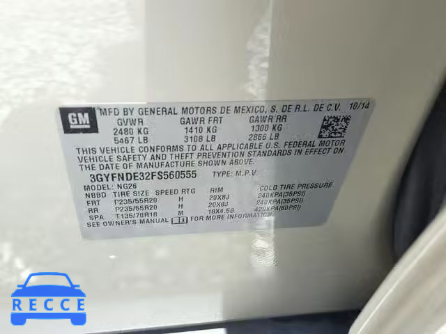 2015 CADILLAC SRX PREMIU 3GYFNDE32FS560555 image 9