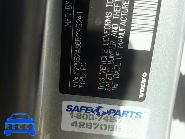 2011 VOLVO S80 3.2 YV1952AS6B1143241 image 9
