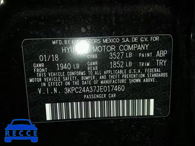 2018 HYUNDAI ACCENT SEL 3KPC24A37JE017460 image 9