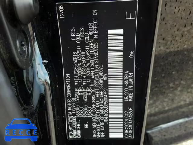 2009 TOYOTA LAND CRUIS JTMHY05J395004752 image 9