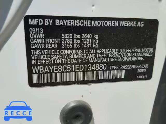 2014 BMW 750 LI WBAYE8C51ED134880 Bild 9