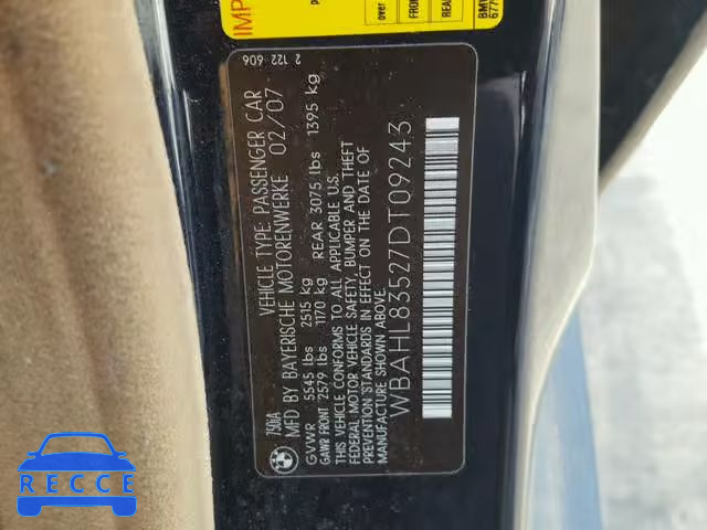 2007 BMW 750 I WBAHL83527DT09243 image 9