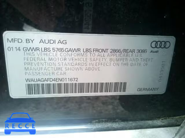 2014 AUDI A8 QUATTRO WAUAGAFD4EN011672 image 9
