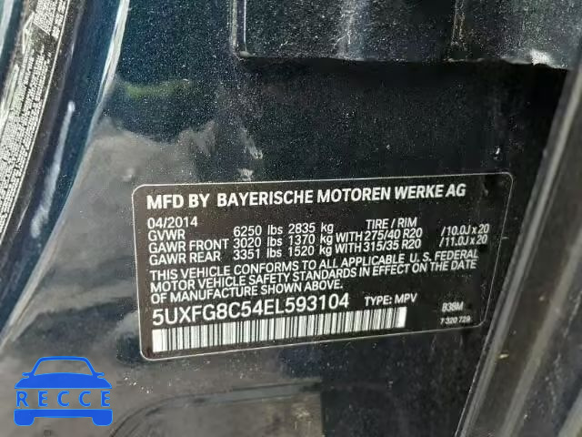 2014 BMW X6 XDRIVE5 5UXFG8C54EL593104 зображення 9