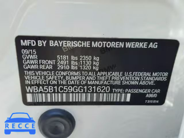 2016 BMW 535 I WBA5B1C59GG131620 Bild 9