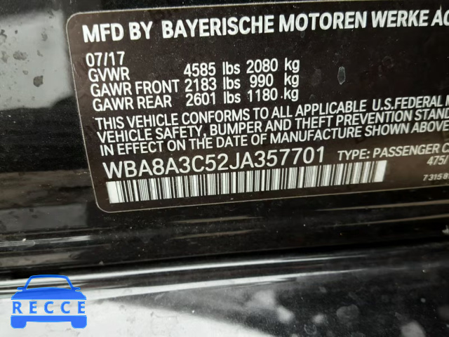 2018 BMW 320 XI WBA8A3C52JA357701 Bild 9