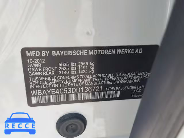 2013 BMW 740 LI WBAYE4C53DD136721 Bild 9