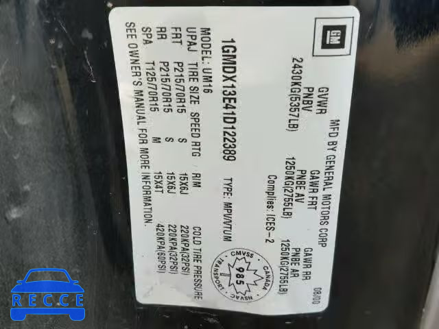 2001 PONTIAC MONTANA LU 1GMDX13E41D122389 image 9