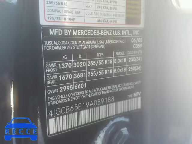 2009 MERCEDES-BENZ R 350 4MAT 4JGCB65E19A089188 image 9