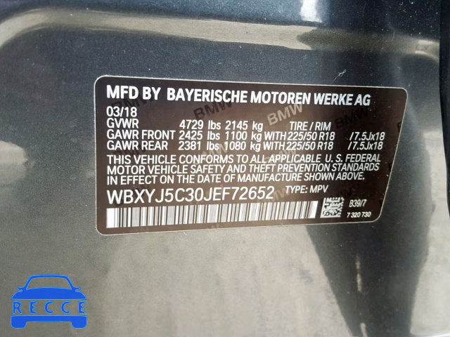 2018 BMW X2 XDRIVE2 WBXYJ5C30JEF72652 зображення 9