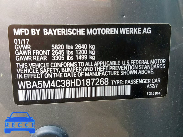 2017 BMW 535 XIGT WBA5M4C38HD187268 image 9