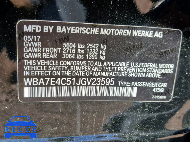 2018 BMW 740 XI WBA7E4C51JGV23595 зображення 9