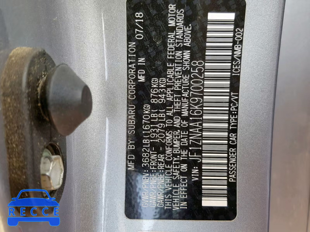 2019 TOYOTA 86 JF1ZNAA16K9700258 image 9