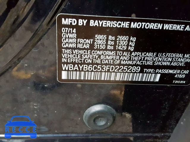 2015 BMW 750 XI WBAYB6C53FD225289 image 9