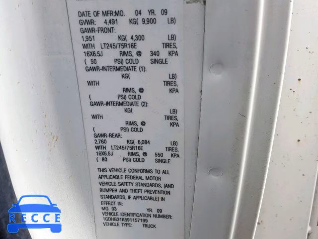 2009 GMC SAVANA CUT 1GDHG31K591157199 Bild 9