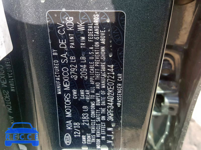 2019 KIA FORTE GT L 3KPF34AD2KE072144 image 9