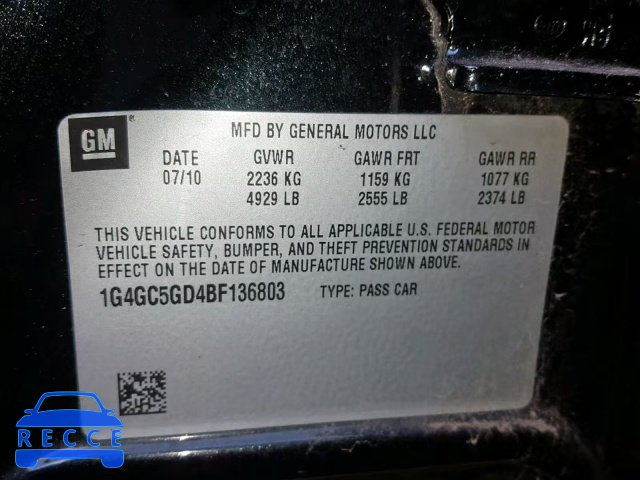 2011 BUICK LACROSSE C 1G4GC5GD4BF136803 image 9