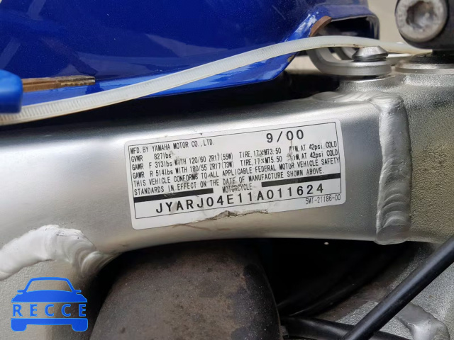 2001 YAMAHA YZFR6 L JYARJ04E11A011624 image 9