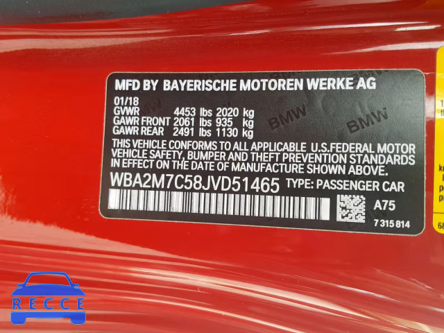2018 BMW 230I WBA2M7C58JVD51465 image 9