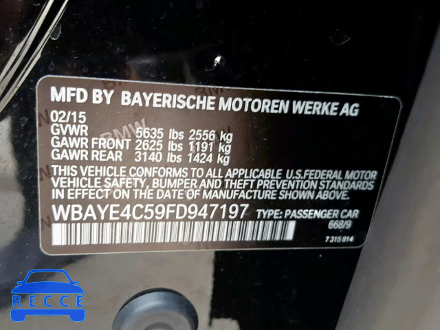 2015 BMW 740 LI WBAYE4C59FD947197 image 9