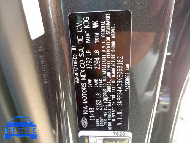 2019 KIA FORTE GT L 3KPF34AD3KE063162 image 9