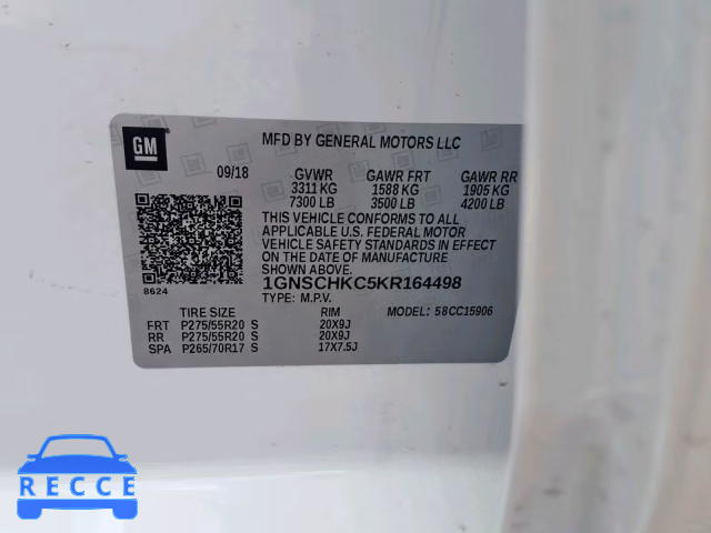 2019 CHEVROLET SUBURBAN C 1GNSCHKC5KR164498 image 9