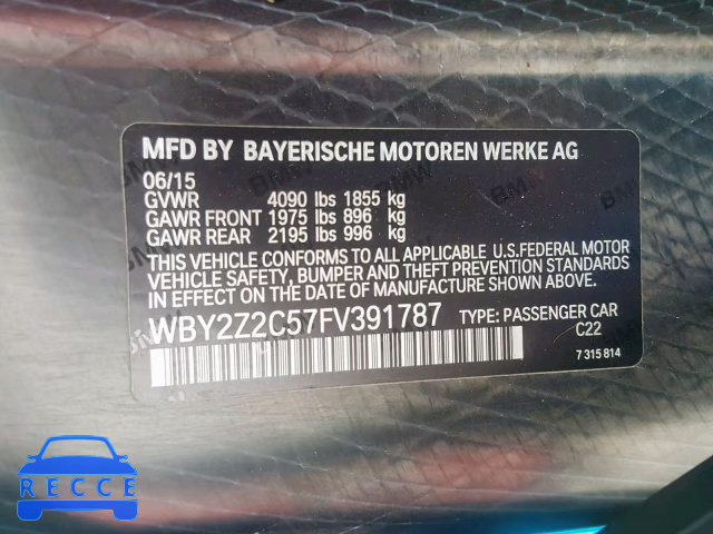 2015 BMW I8 WBY2Z2C57FV391787 зображення 9