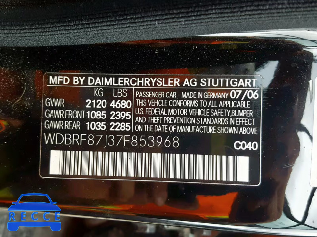 2007 MERCEDES-BENZ C 350 4MAT WDBRF87J37F853968 зображення 9