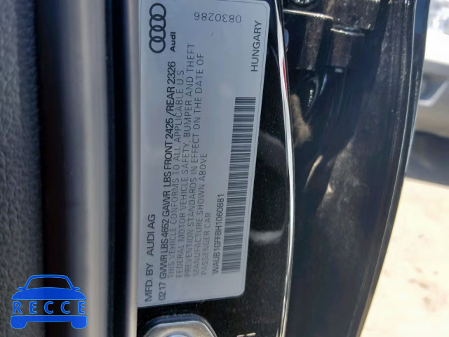 2017 AUDI S3 PREMIUM WAUB1GFF8H1060881 image 9