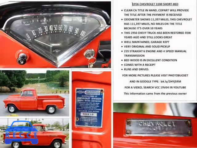 1956 CHEVROLET PICKUP3100 3A560013474 image 9
