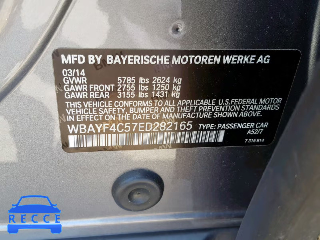2014 BMW 740 LXI WBAYF4C57ED282165 image 9