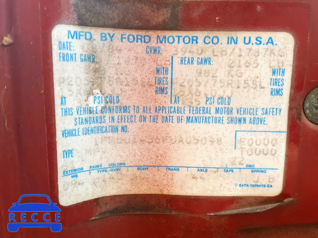 1985 FORD BRONCO II 1FMBU14S6FUA05098 image 9