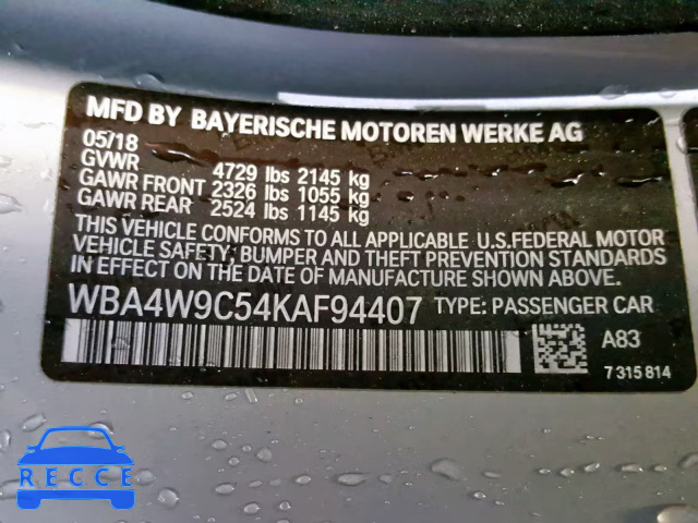2019 BMW 440XI WBA4W9C54KAF94407 Bild 9