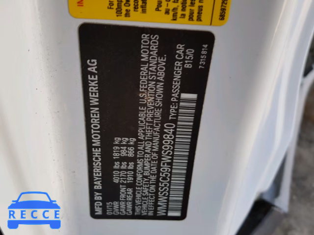 2015 MINI COOPER S P WMWSS5C59FWS99840 image 9
