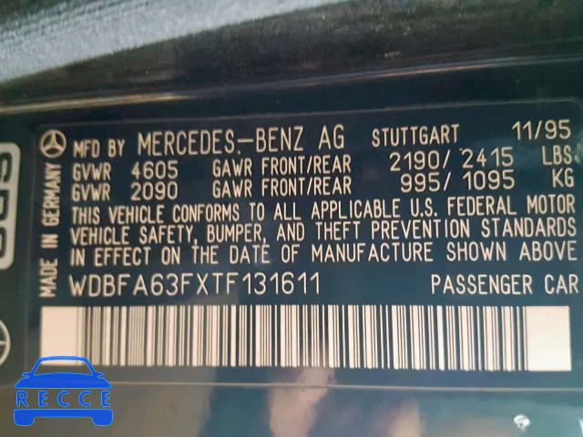 1996 MERCEDES-BENZ SL 320 WDBFA63FXTF131611 image 9