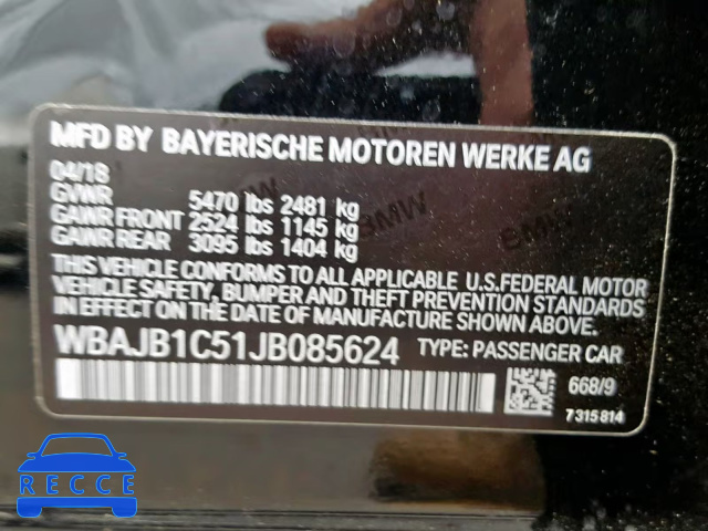 2018 BMW 530XE WBAJB1C51JB085624 image 9
