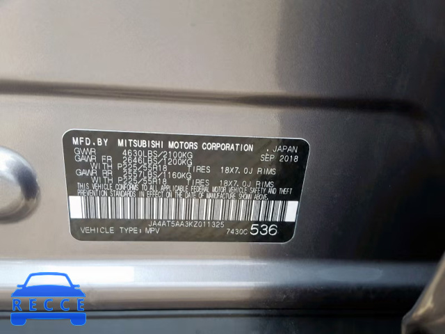 2019 MITSUBISHI ECLIPSE CR JA4AT5AA3KZ011325 image 9