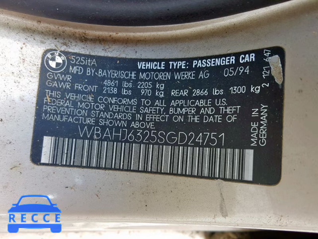 1995 BMW 525 IT AUT WBAHJ6325SGD24751 image 9