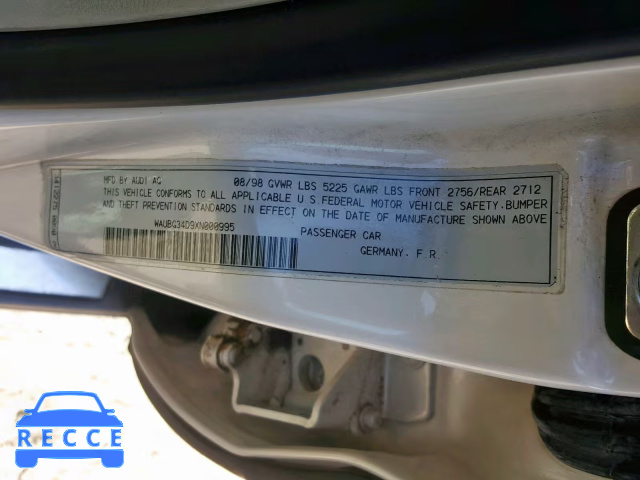 1999 AUDI A8 QUATTRO WAUBG34D9XN000995 image 9