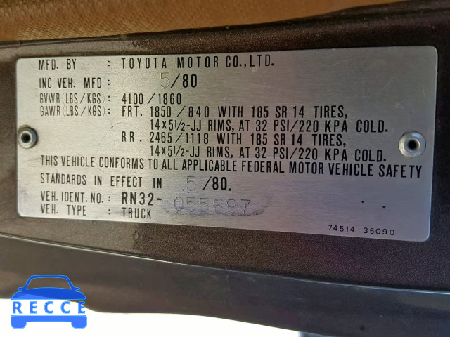 1980 TOYOTA PICKUP RN32055697 image 9