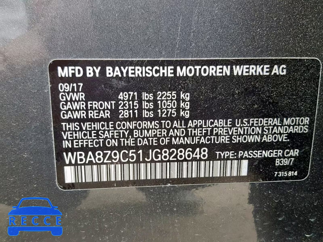 2018 BMW 330 XIGT WBA8Z9C51JG828648 зображення 9