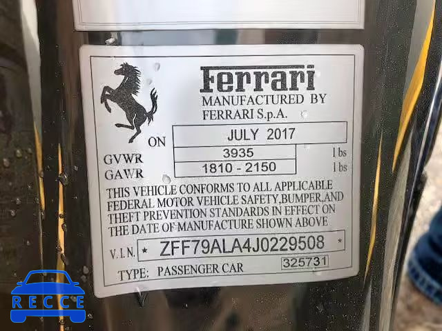 2018 FERRARI 488 GTB ZFF79ALA4J0229508 image 9