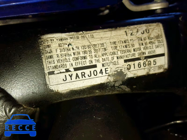 2001 YAMAHA YZFR6 L JYARJ04E51A016695 image 9