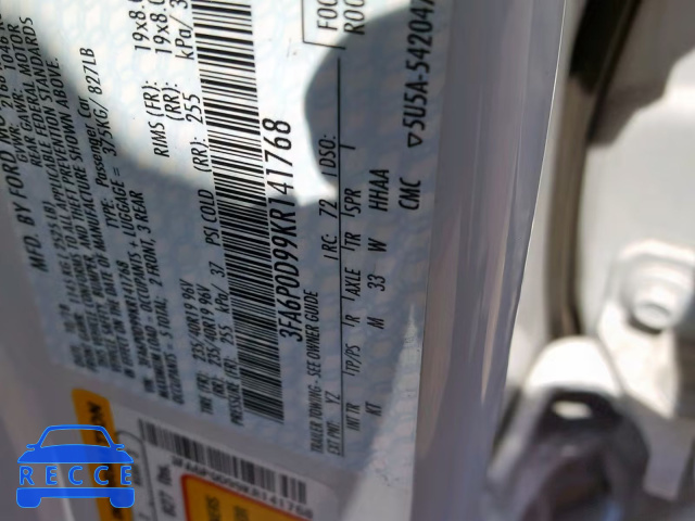 2019 FORD FUSION TIT 3FA6P0D99KR141768 image 9