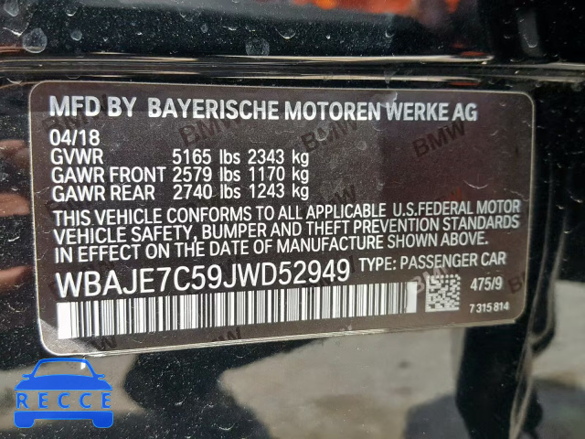 2018 BMW 540 XI WBAJE7C59JWD52949 image 9