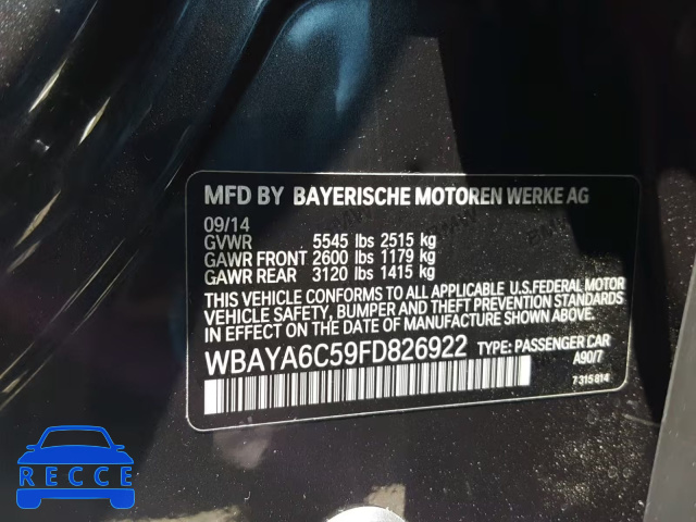 2015 BMW 740 I WBAYA6C59FD826922 image 9