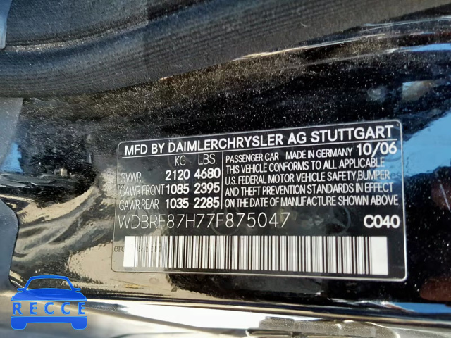 2007 MERCEDES-BENZ C 350 4MAT WDBRF87H77F875047 зображення 9